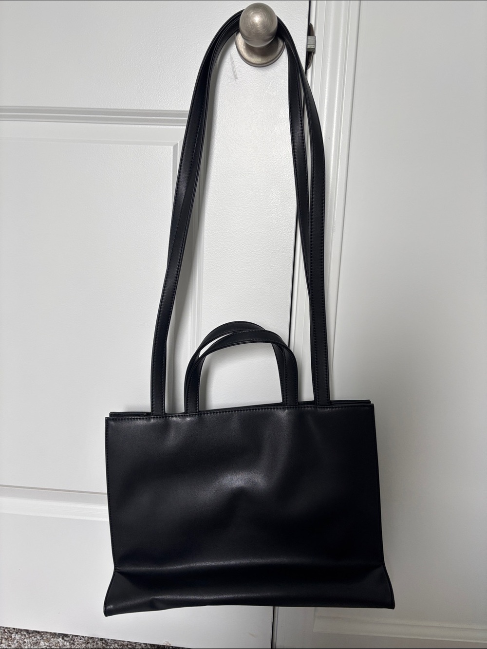 LIKE NEW! Telfar Medium Black Tote with Embossed Logo - Picture 3 of 11